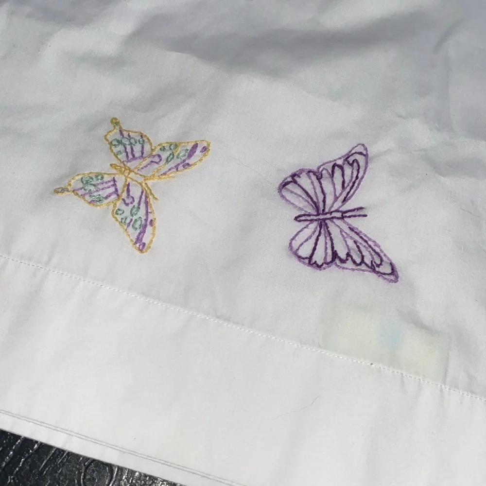 Martha‎ Stewart Butterfly Embroidered Standard Pillowcase (1)